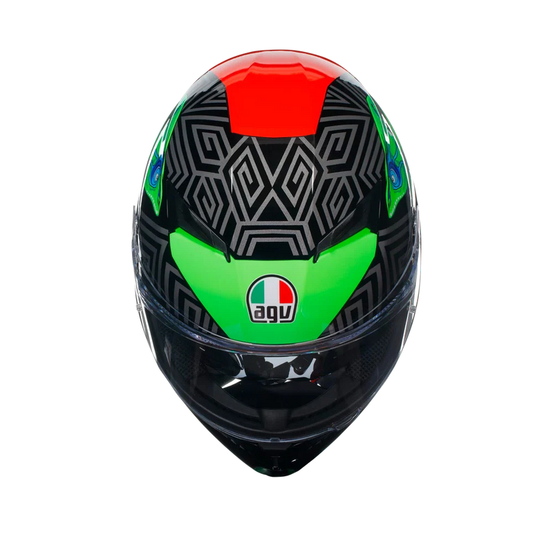 Каска AGV K3 DOT(E2206) - KAMALEON BLACK/RED/GREEN - Avtozona