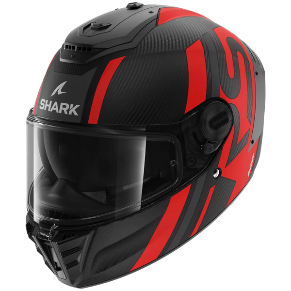 Каска SHARK SPARTAN RS CARBON SHAWN BLACK/RED MATT - Avtozona