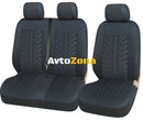 Комплект 2 + 1 тапицария/калъфи за бус/ван с шарка грайфер - текстил - черни - 5 части - Avtozona