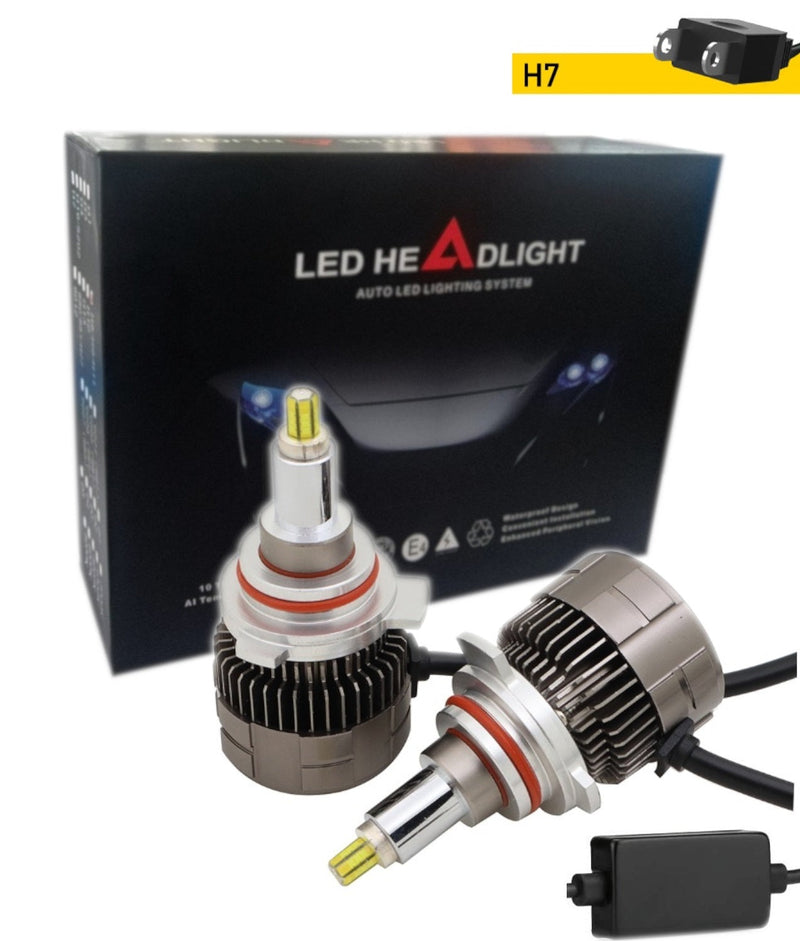 Комплект 3D CSP LED ЛЕД диодни крушки H7 Х7 12V 100W 20000lm за фарове Canbus без грешки 360° градуса - Avtozona