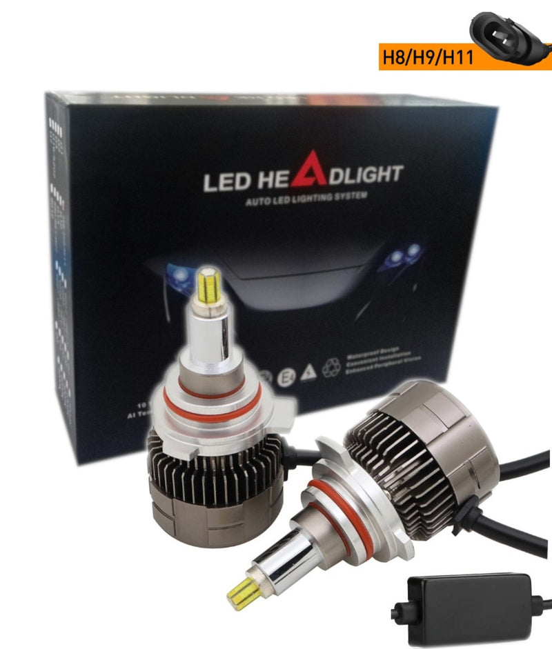 Комплект 3D CSP LED ЛЕД диодни крушки H11 H8 H9 Х11 Х8 Х9 12V 100W 20000lm за фарове Canbus без грешки 360° градуса - Avtozona