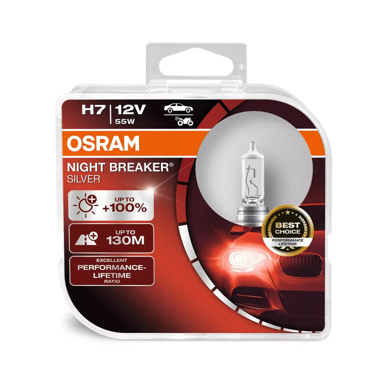 Комплект халогенни крушки Osram H7 Night Breaker Silver + 100% – 12V 55W - Avtozona