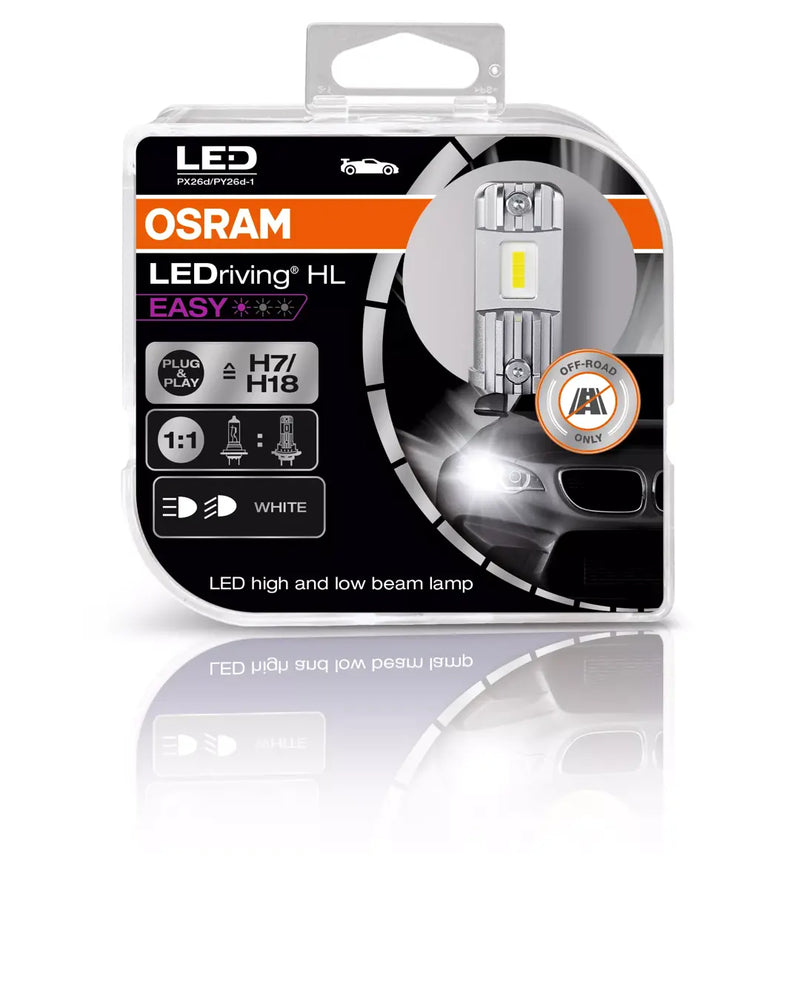 Комплект LED крушки Osram H7/H18 LEDriving HL EASY за фарове 12V – Лесен монтаж висока яркост - Avtozona