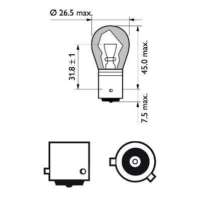 Комплект от 2 броя крушки крушка (PY21W) 12V BAU15S 21W в блистер оранжева светлина Philips - Avtozona