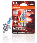 Комплект от 2 броя Халогенна крушка за фар Osram H4 Night Breaker Laser Next Gen + 150% ,60/55W 12V P43T - Avtozona