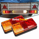 Комплект от 2 броя LED Лед Диодни Стопове Стоп Задна Светлина Slim 12V За Камион Ремарке Бус Ван Каравана и др. 15 cm x 8 cm - Avtozona