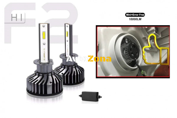 Комплект Умалени Mини Лед Led Диодни Крушки H1 Х1 12V 24V 72W 10000lm За Фарове Can Bus без Грешки - Avtozona