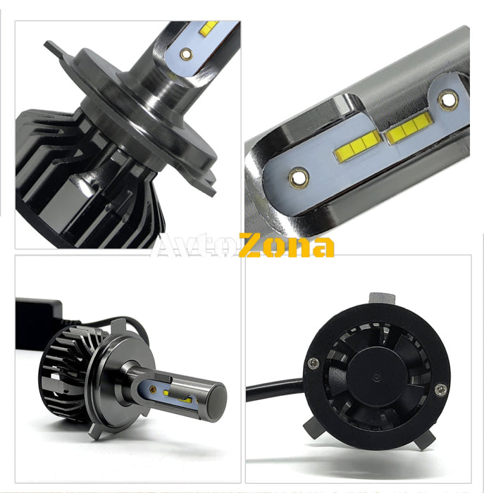 Комплект Умалени Мини Лед Led Диодни Крушки H7 Х7 12V 24V 72W 10000lm За Фарове Can Bus без Грешки - Avtozona