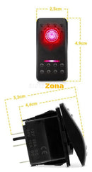 Копче Бутон За Вграждане за LED Лед Бар Халоген Дълги Светлини 12V - 24V Надпис HIGH BEAM Червена Светлина - Avtozona