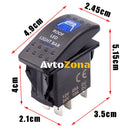 Копче Бутон За Вграждане за LED Лед Бар Халоген Светлини 12V - 24V Надпис ROOF LED LIGHT BAR Синя Светлина - Avtozona