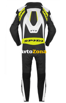 Кожен мото екип с гърбица SPIDI T-2 Neck Dps Airbag ACID GREEN/BLACK - Avtozona