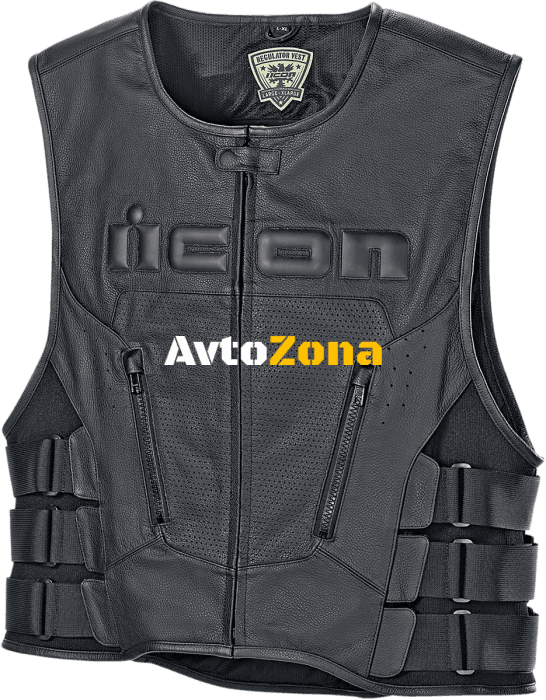 Кожен мото елек ICON VEST RED D3O - Avtozona