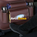 Кожен органайзер за кола със сгъваема масичка Бежов - Avtozona