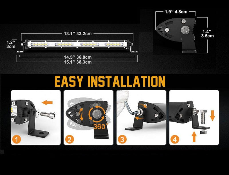 LED Бар - 108W - 33.2см - Avtozona