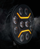 LED + DRL Диоден Халоген Фар Бял Оранжев Габарит Ø 230 мм 12V 24V за джип камион трактор багер земеделски машини и др. - Avtozona