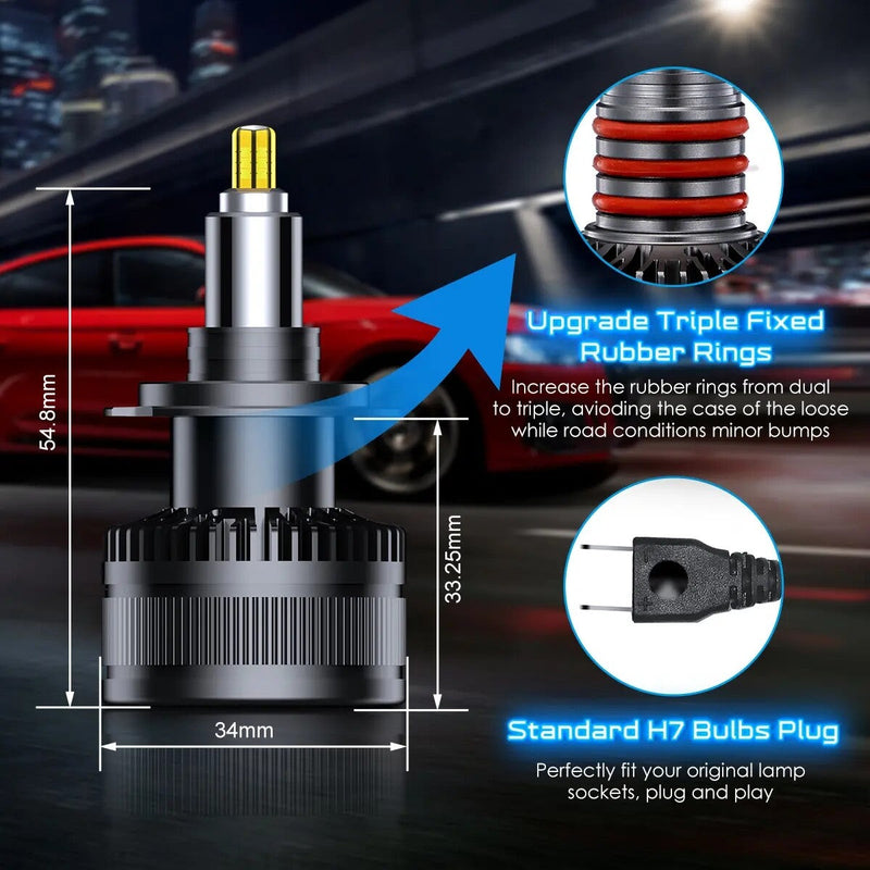 LED крушки H1 AUDEW 360 CANBUS за фарове с лупи – 6000lm 45W 6000K Комплект от 2 броя - Avtozona