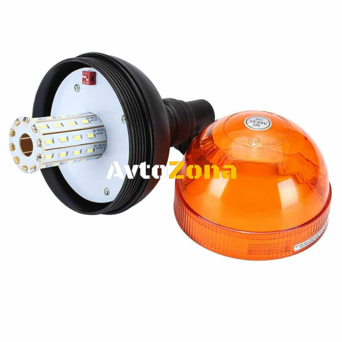 LED ЛЕД Аварийна Сигнална Лампа 40 Диода 3 Режима На Светлина Маяк Буркан Оранжева Жълта 12V - 24V Е-Mark E9 - Avtozona