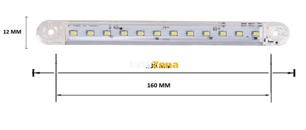 ЛЕД LED Бял Диоден Маркер Габарит Токос със 12 светодиода за камион ремарке бус ван каравана платформа 12V-24V - Avtozona