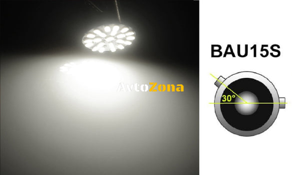 LED Лед Крушки 22 SMD BA15S 1156 (P21W) Асиметрични Разминати пинове (150°) Offset 24V Бяла Светлина - Avtozona