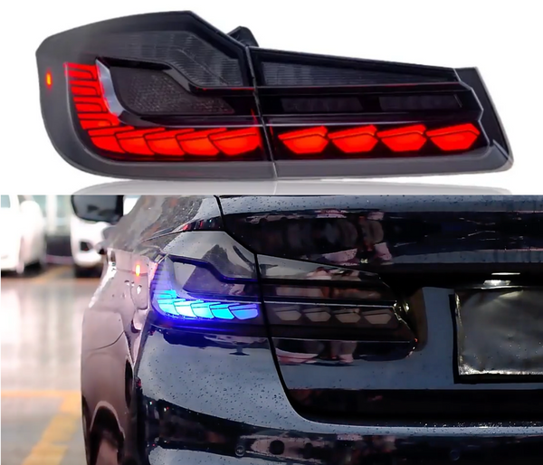 LED Стопове за BMW 5 Series G30 (2017-2019) RED/BLUE SMOKE - Avtozona