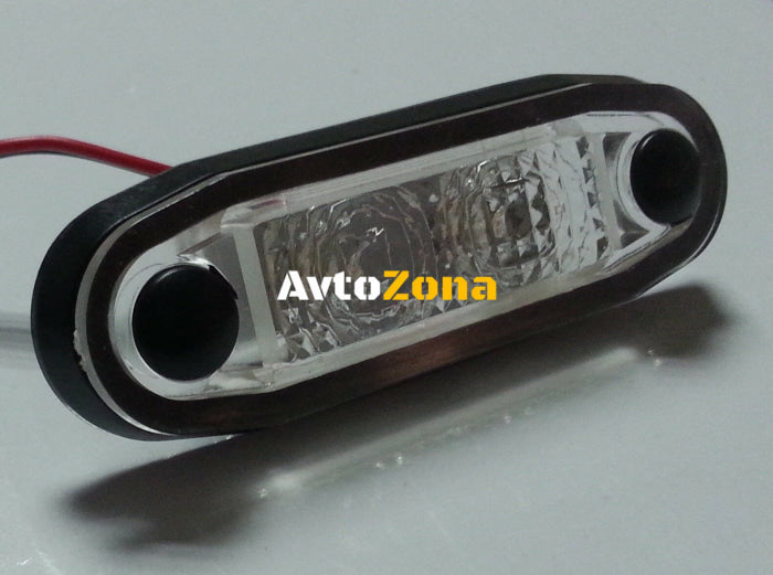 LED Светодиоден Габарит Маркер Токос С Гума Бял Цвят Овален Е-Mark 24V 7,5 см - Avtozona