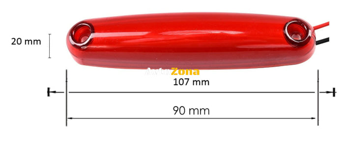 LED Светодиоден Габарит Неон Ефект Маркер Токос Червен 12V-24V 107 мм - Avtozona