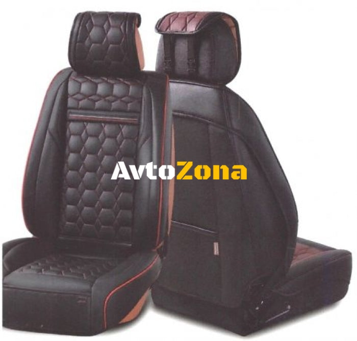 Лукс Универсална Кожена Тапицерия / Калъфи за предни седалки - Avtozona