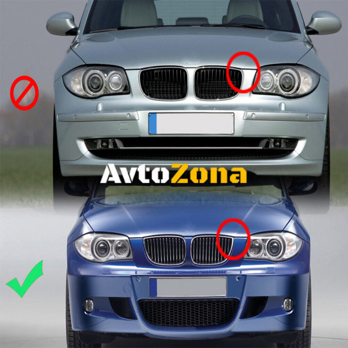 Матови черни предни решетки за BMW E81 E87 E88 1 Серия (04-07) - Avtozona