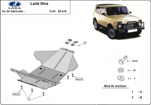 Метална кора за под двигател за LADA NIVA от 1977 - Avtozona