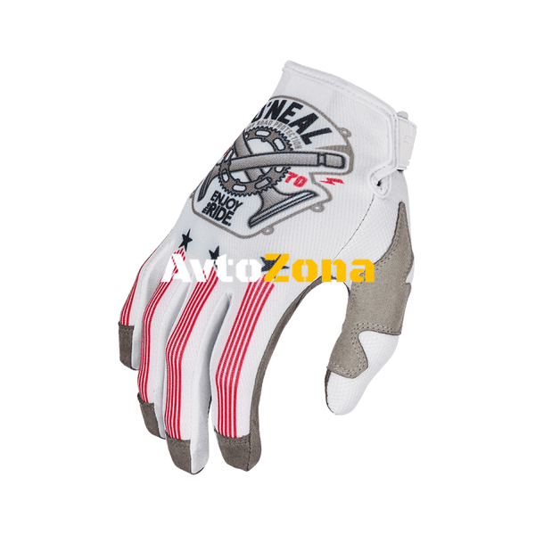 Мотокрос ръкавици O’NEAL MAYHEM PISTON V.23 WHITE/BLACK/RED - Avtozona