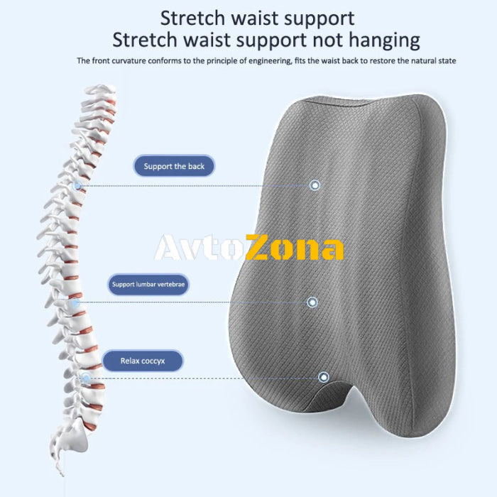 Ортопедична анатомична възглавница за лумбална опора от мемори пяна - Avtozona