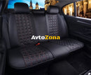 Пълен Комплект Универсална Тапицерия Калъфи За Автомобилни Седалки Лукс Еко Кожа Черно с Червен шев - Avtozona