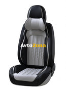 Пълен Комплект Универсална Тапицерия Калъфи За Автомобилни Седалки Лукс Еко Кожа в Черно със Сиво с възглавнички - Avtozona