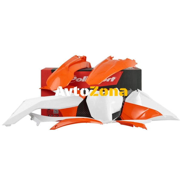 Пластмасов Enduro Standard кит Polisport за KTM EXC/ EXC-F/XC-W/ XCF-W-2014-16 White/Orange - Avtozona