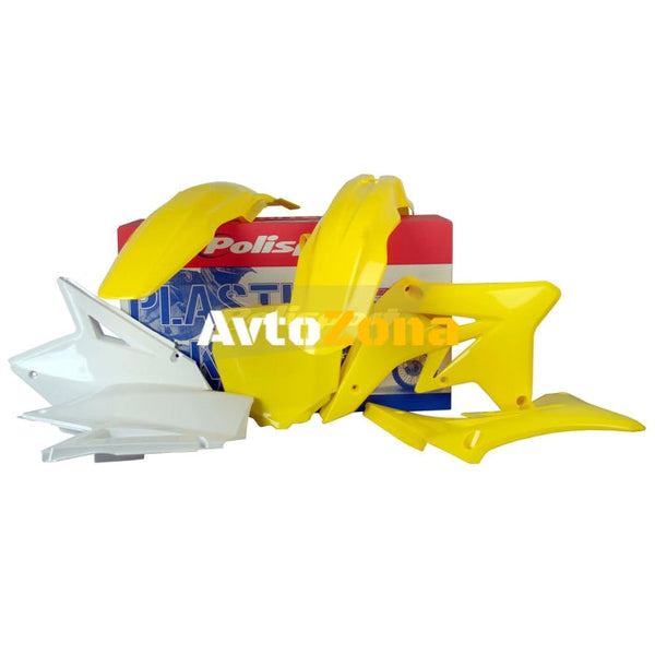 Пластмасов MX кит Polisport за Suzuki RMZ250 -2007-09 Yellow/White OEM Color (09) - Avtozona