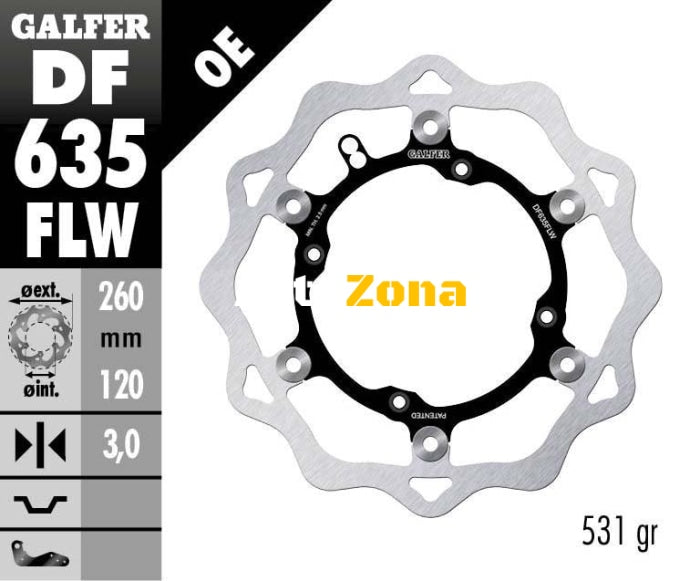 Плаващ преден спирачен диск Galfer WAVE FLOATING (C. STEEL) DF635FLW - Avtozona