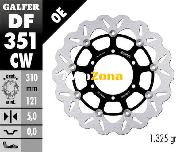 Плаващ преден спирачен диск Galfer WAVE FLOATING COMPLETE (C. ALU.) 310x5mm DF351CW - Avtozona