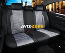 Пълен Комплект Универсална Тапицерия Калъфи За Автомобилни Седалки Лукс Еко Кожа и Текстил Сиво и Черно - Avtozona