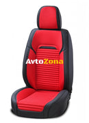 Пълен Комплект Универсална Тапицерия Калъфи За Автомобилни Седалки Лукс Еко Кожа и Висококачествен Текстил в Черно и Червено - Avtozona