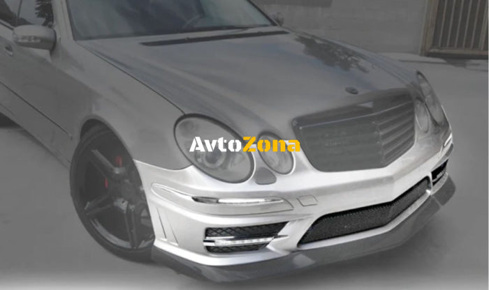 Предна броня за Mercedes W211 E-Class (2006-2009) - AMG Design с LED светлини - Avtozona