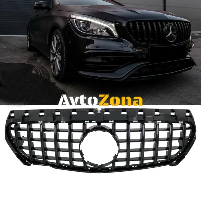 Предна централна решетка за Mercedes CLA C117 X117 W117 (2013-2016) CLA45 GT-R Panamericana Design - Черен - Avtozona