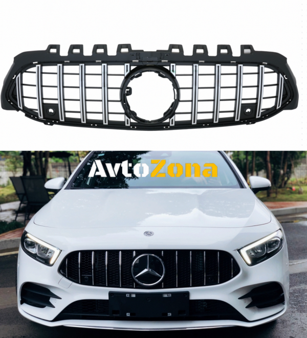 Предна решетка за Mercedes A-Class W177/V177 (2018 + ) - Chrome Black - Avtozona