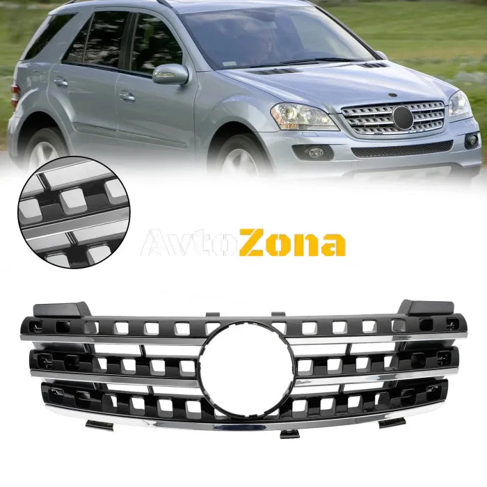 Предна решетка за Mercedes ML M-Class W164 (2005-2008) Черно Хром - Avtozona