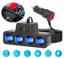 Разклонител за запалка с 4 гнезда 2 USB порта и 1 Type-C порт - Avtozona
