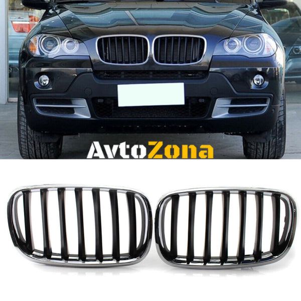 Решетка за BMW X6 E71 (2008-2014) - Chrome and Glossy Black - Avtozona