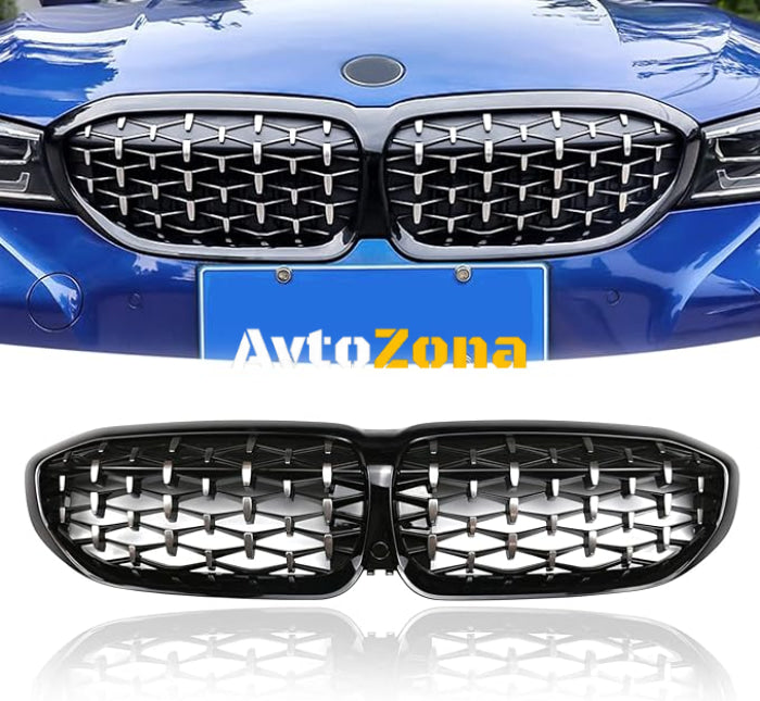 Решетки за BMW 3 Серия G20/G21 (2019-2022) Diamond Chrome-Glossy Black - Avtozona