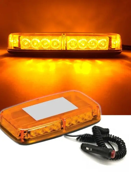 12V 24V Лед Led Диодна Мощна Аварийна Сигнална Лампа Буркан с Магнит 15 режима Оранжево Стъкло За Пътна Помощ Платформа Снегорин и др.