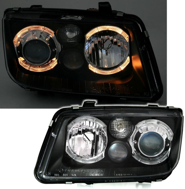 Тунинг LED Angel Eyes Фарове за VW Bora (09.1998-07.2005) 2 Halo Rims Black - Avtozona