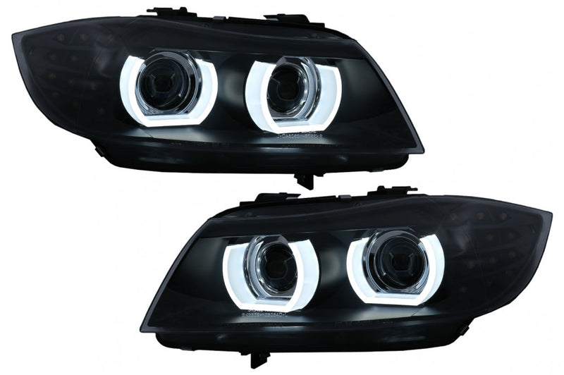 Тунинг 3D Angel Eyes LED Фарове за BMW 3 Series E90 E91 LCI with AFS (2008-2011) - Avtozona