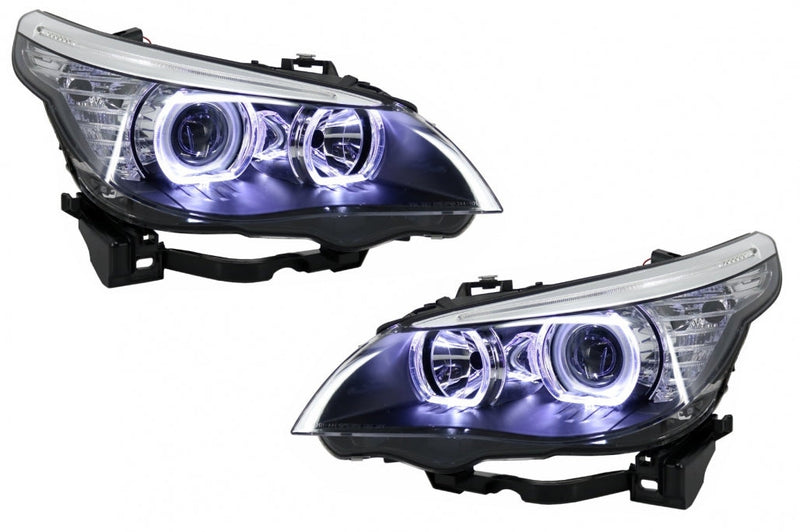 Тунинг LED Dayline Angel Eyes Фарове за BMW 5 Series E60 E61 (2003-2007) LCI Look - Avtozona